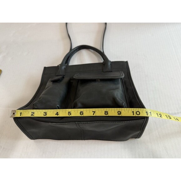 Vintage Fossil Satchel Purse Genuine Leather Black Snap Closure 75082 Handcrafte - Picture 4 of 16